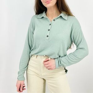 Madewell Henley Sweater Top in Mint Green Size S